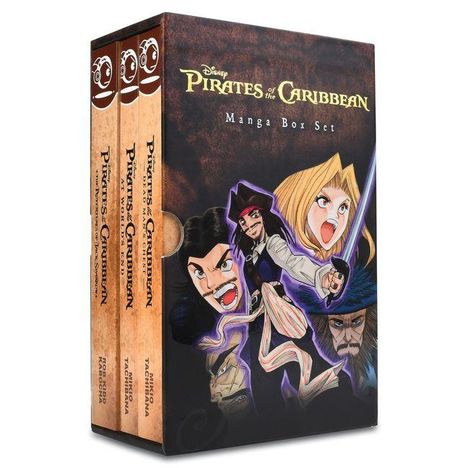 "Disney Pirates of the Caribbean Manga Box Set." Manga-Stil mit Charakteren in dynamischen Posen und entschlossenen Ausdrücken.