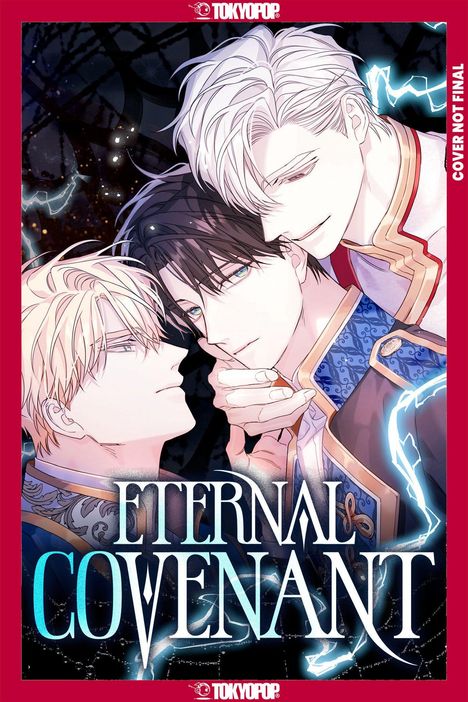 Oben und unten der Text „TOKYOPOP“. Der Titel lautet „Eternal Covenant“. Drei stilisierte Figuren in eleganter Kleidung.