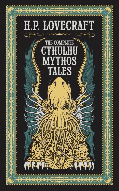 Buchumschlag von "H.P. Lovecraft: The Complete Cthulhu Mythos Tales" mit einem grünen Cthulhu-Design.