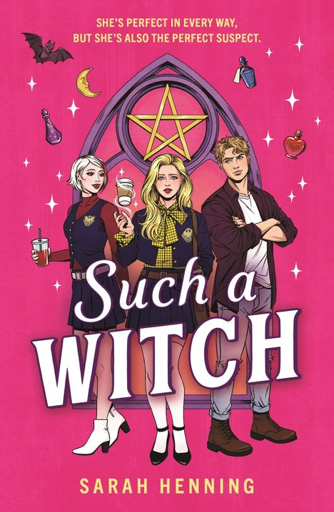 Oben steht "Sarah Henning", mittig groß "Such a Witch", unten "Cover Coming Soon". Der Hintergrund ist pink.