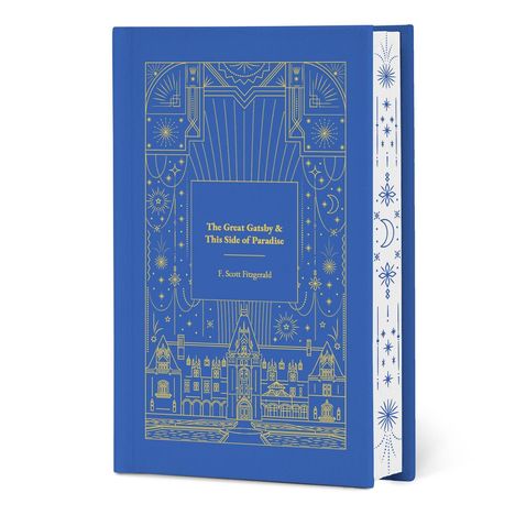 „The Great Gatsby & This Side of Paradise“ von F. Scott Fitzgerald. Blaues Cover mit goldenen Art-déco-Mustern.