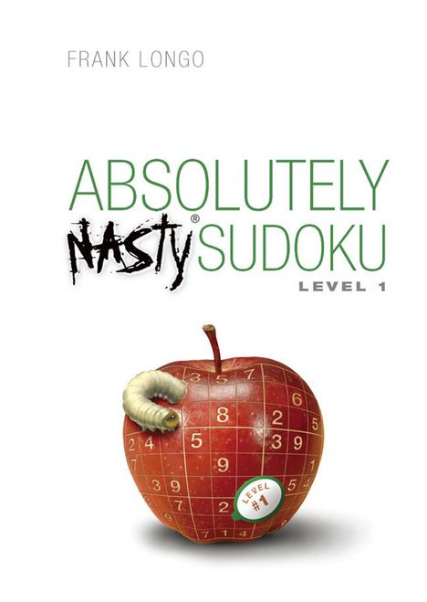 "Absolutely Nasty Sudoku Level 1". Ein Apfel mit Sudoku-Grid und Wurm.