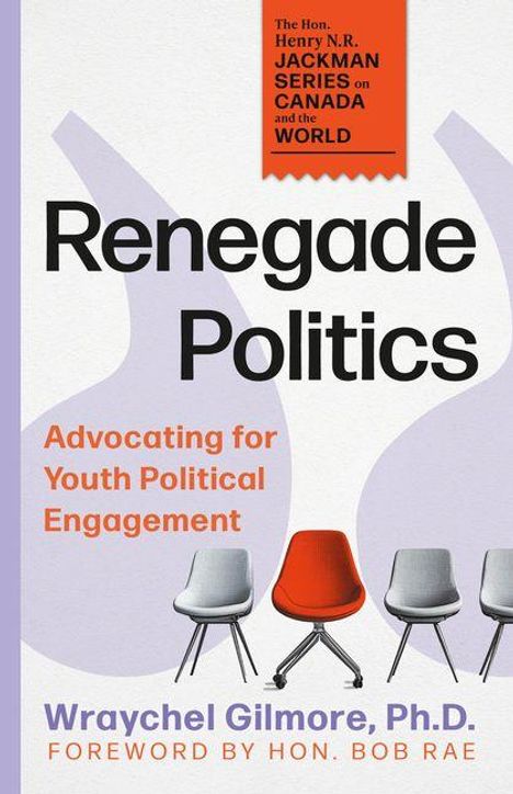 "Renegade Politics: Advocating for Youth Political Engagement". Vier Stühle, ein roter in der Mitte.
