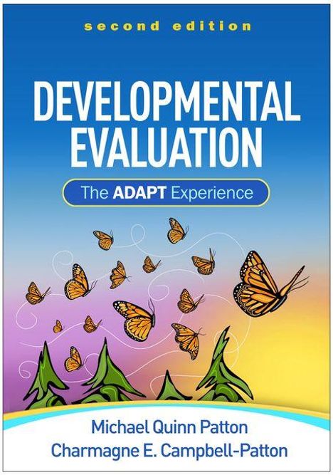 Text: "DEVELOPMENTAL EVALUATION", "The ADAPT Experience", "second edition". Darstellung von Schmetterlingen über Bäumen.