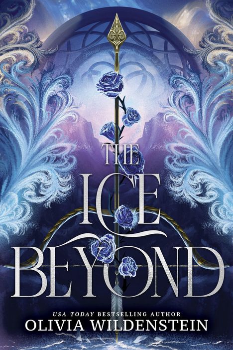 THE ICE BEYOND. Olivia Wildenstein. Blaue Rosen um eine goldene Spitze in einer frostigen, ornaten Szenerie.