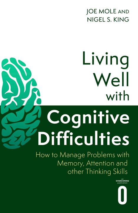 Titel: Living Well with Cognitive Difficulties. Bild eines stilisierten Gehirns in Grün.