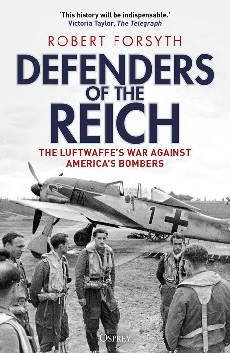 Titel: "Defenders of the Reich". Bild von Soldaten vor einem Kampfflugzeug.