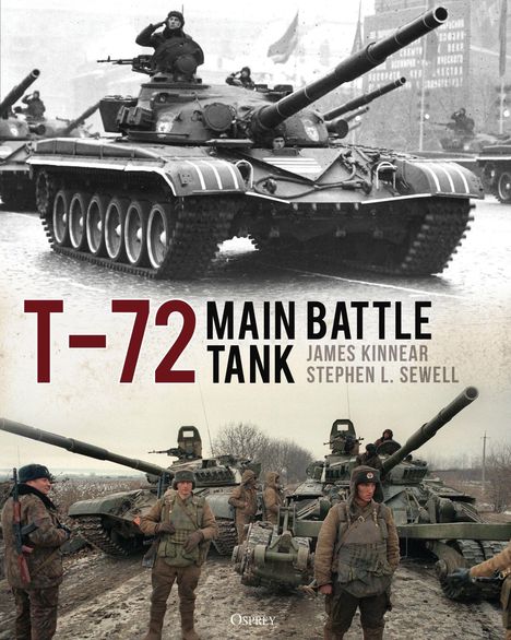 „T-72 Main Battle Tank“ und die Namen „James Kinnear, Stephen L. Sewell“. Oben Panzer in Parade, unten Soldaten neben Panzern.