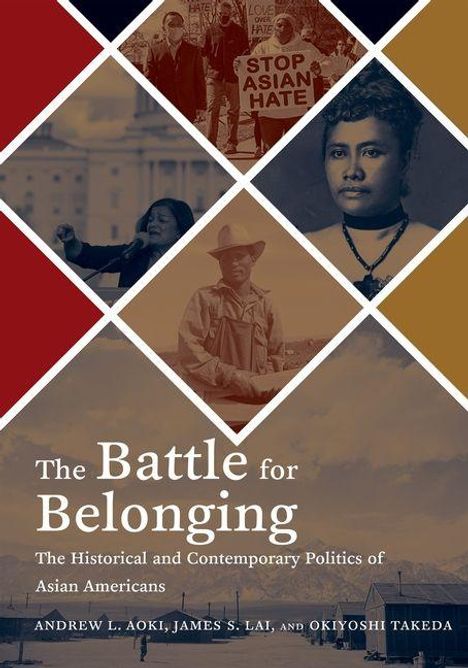 "The Battle for Belonging", historische und zeitgenössische Politik asiatischer Amerikaner. Fotografien im Hintergrund.