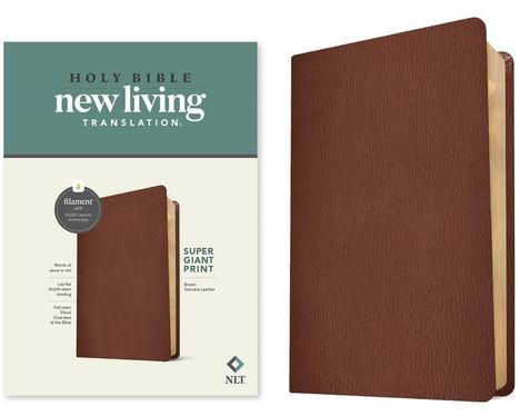NLT Super Giant Print Bible, Filament-Enabled Edition (Genuine Leather, Brown, Red Letter), Buch