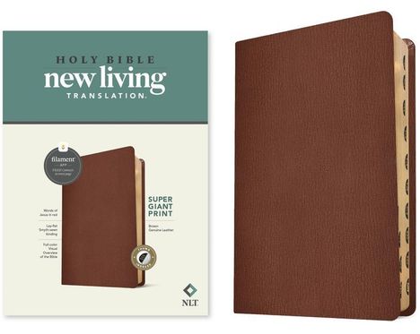 NLT Super Giant Print Bible, Filament-Enabled Edition (Genuine Leather, Brown, Indexed, Red Letter), Buch