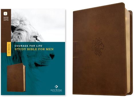 NLT Courage for Life Study Bible for Men (Leatherlike, Rustic Brown Lion, Filament Enabled), Buch