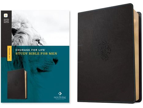NLT Courage for Life Study Bible for Men (Leatherlike, Onyx Lion, Filament Enabled), Buch