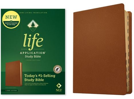 NLT Life Application Study Bible, Third Edition (Red Letter, Genuine Leather, Brown, Indexed), Buch