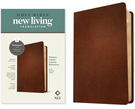 NLT Thinline Center-Column Reference Bible, Filament-Enabled Edition (Red Letter, Genuine Leather, Brown), Buch