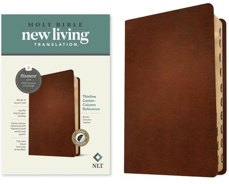NLT Thinline Center-Column Reference Bible, Filament-Enabled Edition (Red Letter, Genuine Leather, Brown, Indexed), Buch