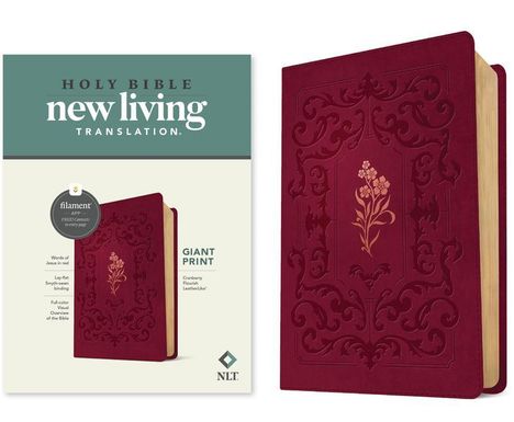 NLT Giant Print Bible, Filament-Enabled Edition (Leatherlike, Cranberry Flourish, Red Letter), Buch