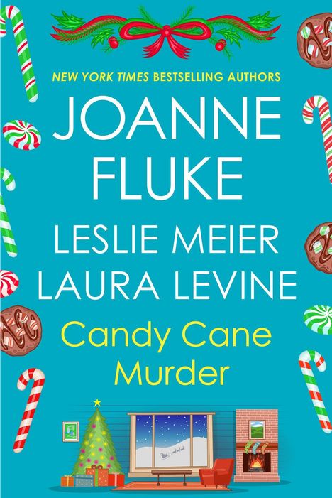 JOANNE FLUKE, LESLIE MEIER, LAURA LEVINE, Candy Cane Murder. Weihnachtliche Illustration mit Zuckerstangen.