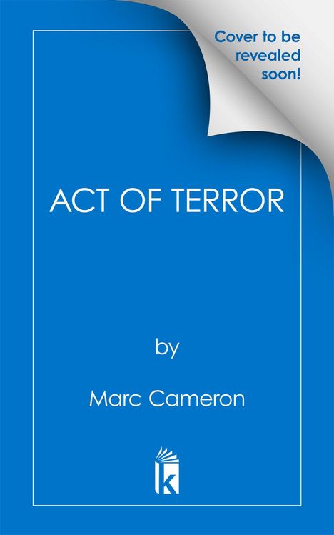 "ACT OF TERROR" von Marc Cameron, blauer Hintergrund, Ecke oben rechts umgeblättert, Logo unten mittig.