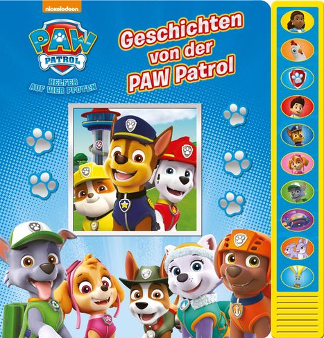 Geschichten von der PAW Patrol - Vorlese-Pappbilderbuch mit 10 lustigen Geräuschen für Kinder ab 3 Jahren, Buch