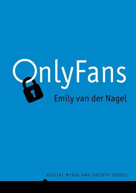 "OnlyFans Emily van der Nagel" in weißer Schrift auf blauem Hintergrund. Ein Schloss symbolisiert das "O".