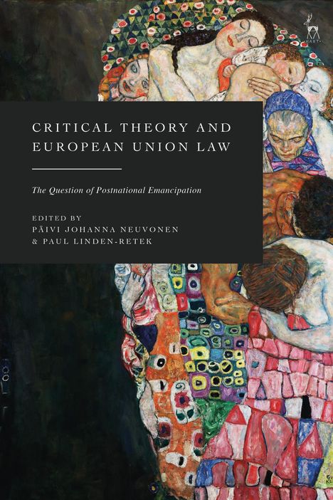"CRITICAL THEORY AND EUROPEAN UNION LAW", Illustration von Menschen in bunten Mustern liegend, inspiriert von Gustav Klimt.