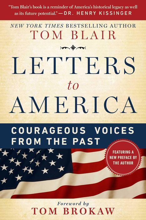 Text: "Letters to America: Courageous Voices from the Past." US-Flagge im Hintergrund.