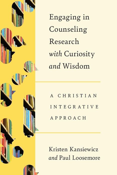"Engaging in Counseling Research with Curiosity and Wisdom" ist der Titel, Bücher in Kreisform am Rand.