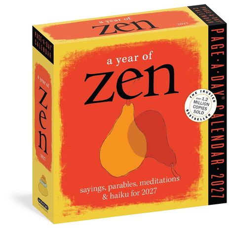 „a year of zen“, ein Kalender für 2027, mit Illustrationen von zwei Birnen.