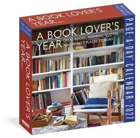 "A Book Lover's Year: Great books, inspiring quotes, and perfect places to read. Bücherregal mit vielen Büchern."