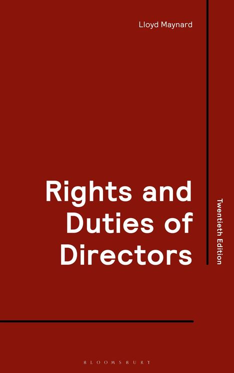 „Rights and Duties of Directors“, Lloyd Maynard, Twentieth Edition. Dunkelrotes Cover mit weißem Text.