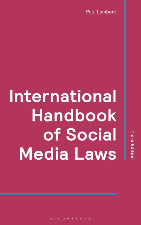 Titel: International Handbook of Social Media Laws. Autor: Paul Lambert. Dritte Edition. Hintergrund in Dunkelrot.