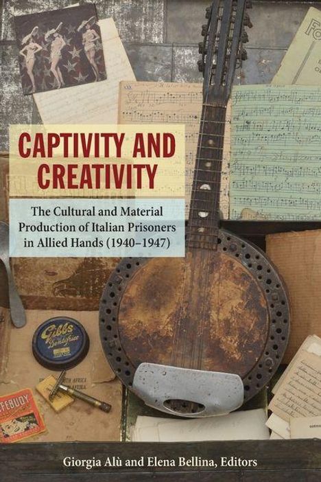 „CAPTIVITY AND CREATIVITY“: Italienische Gefangene in alliierter Hand (1940-1947). Alte Gitarre, Notenblätter, Retro-Objekte.