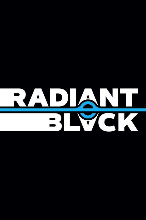 „RADIANT BLACK“ in weißen Großbuchstaben auf schwarzem Hintergrund, blaue Linie trennt die Wörter.