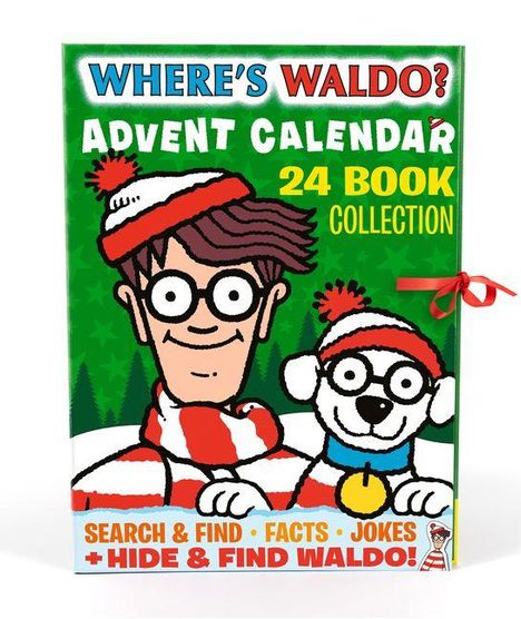 "WHERE'S WALDO? Advent Calendar 24 Book Collection. Suche & Finde, Fakten, Witze + Verstecke & Finde Waldo!" Zeichnung.