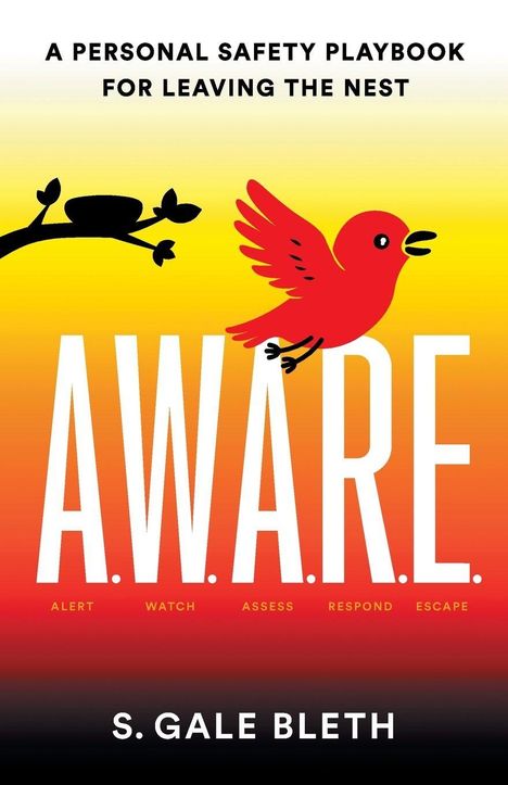 Titel: "A PERSONAL SAFETY PLAYBOOK FOR LEAVING THE NEST". Illustration: Roter Vogel, schwarzer Ast.