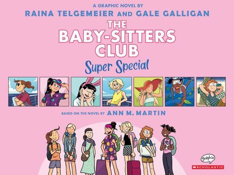 „THE BABY-SITTERS CLUB Super Special“, Illustrationen von Personen in sommerlicher Kleidung und Freizeitaktivitäten.