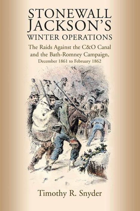 "Stonewall Jackson's Winter Operations" und weitere Details in schwarzem Text. Illustration von Soldaten, die marschieren.