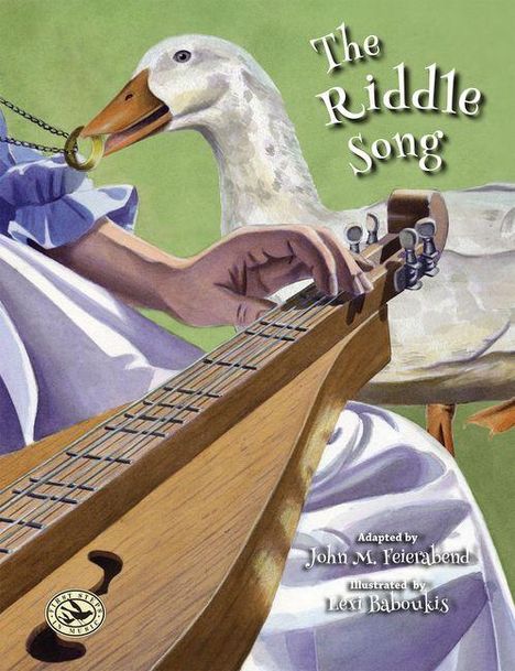 "The Riddle Song" oben rechts, ein Mensch spielt ein Saiteninstrument, begleitet von einer Gans.