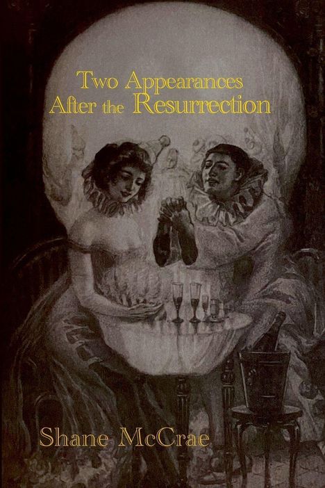 „Two Appearances After the Resurrection“, Shane McCrae. Illustration von zwei Figuren an einem Tisch mit Sektgläsern.