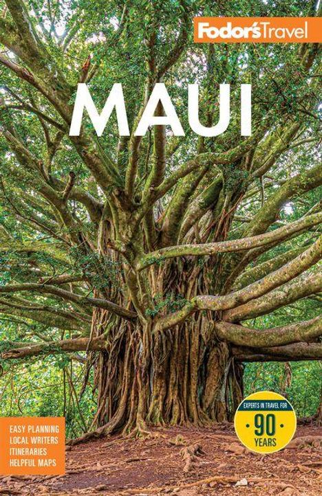 "MAUI" steht groß auf dem Bild über einem riesigen Baum mit vielen dicken Ästen. Oben rechts ist ein "Fodor's Travel" Logo.