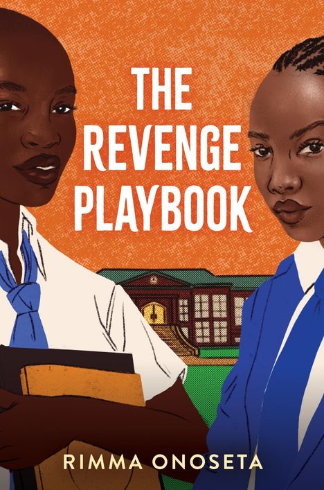 Der Text „THE REVENGE PLAYBOOK“ steht im Zentrum. Zwei Frauen in Schuluniformen sind davor abgebildet.