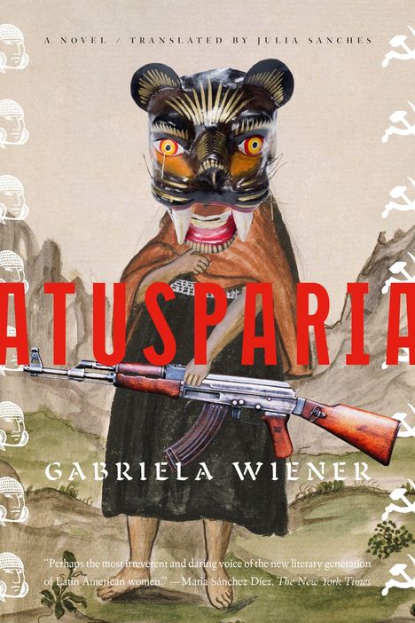 „ATUSPARIA“ in großen roten Buchstaben, Maskierte Person in traditionellem Gewand, hält Gewehr.