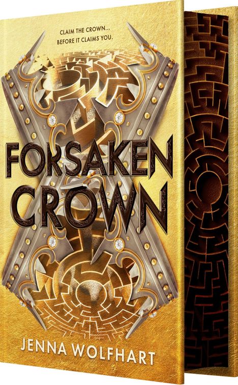 Text: "Cover to be revealed", "Edges coming soon!", "Forsaken Crown", "Jenna Wolfhart". Zu sehen sind zwei Bücher.