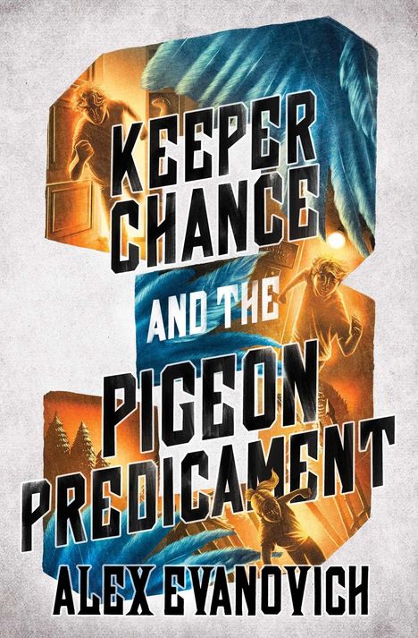 "Keeper Chance and the Pigeon Predicament" von Alex Evanovich. Eine dynamische Illustration mit abenteuerlichen Szenen.