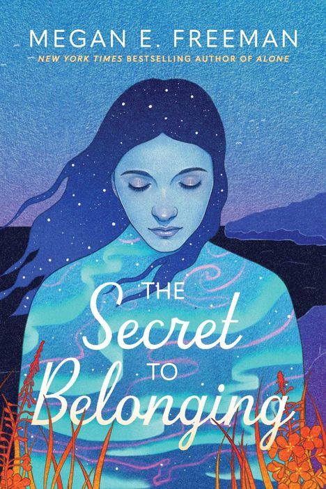 „The Secret to Belonging“ steht auf einem mystischen Bild einer Frau mit geschlossenen Augen, umgeben von Naturfarben.