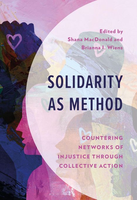 "Solidarity as Method, Edited by Shana MacDonald and Brianna I. Wiens. Farbiges Profil von Gesichtern mit Herzsymbolen."