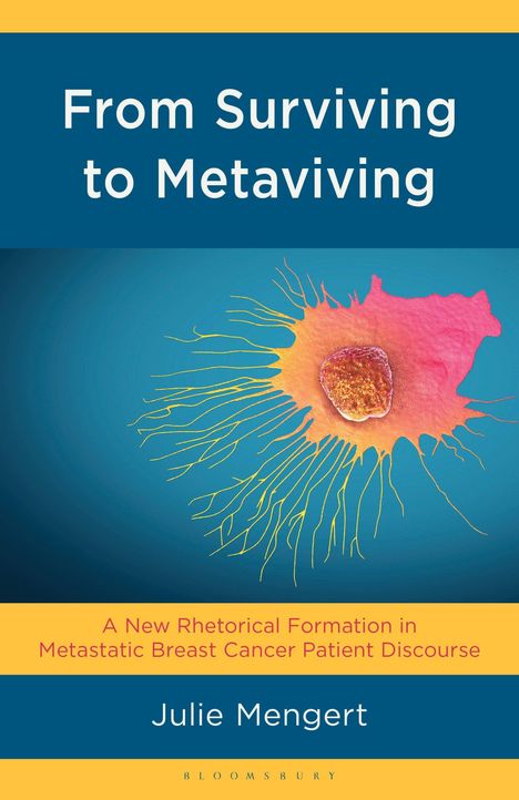 "From Surviving to Metaviving." Illustration: bunte Zellen auf blauem Hintergrund.