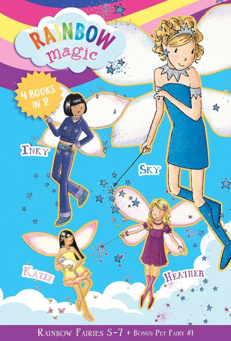 Daisy Meadows: Rainbow Magic Rainbow Fairies: Books #5-7 with Special Pet Fairies Book #1: Sky the Blue Fairy, Inky the Indigo Fairy, Heather the Violet Fairy, Katie, Buch