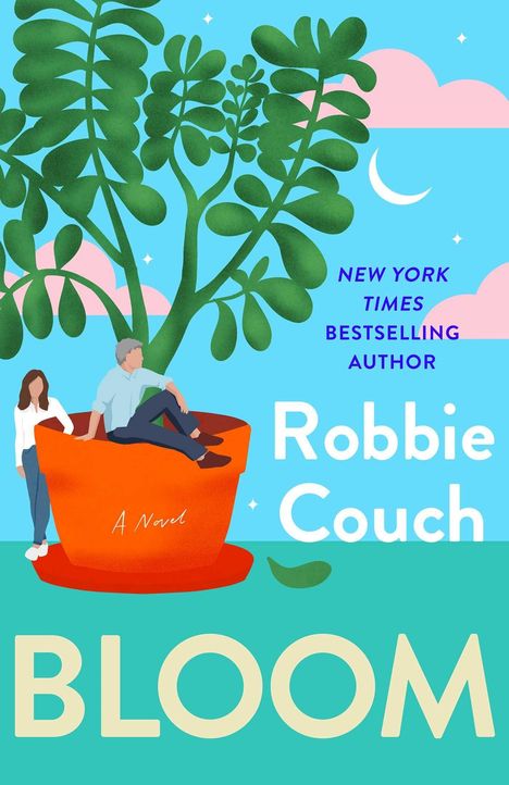 "NEW YORK TIMES BESTSELLING AUTHOR Robbie Couch BLOOM. Illustration mit riesigem Pflanztopf, zwei Figuren und Pflanzen."